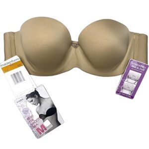 MAIDENFORM Smooth Bra Strapless Underwire Lightly Padded Women 36A Beige NWT